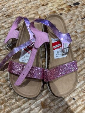 Harper Canyon Sparkle Pink Glitter T-Strap Sandals